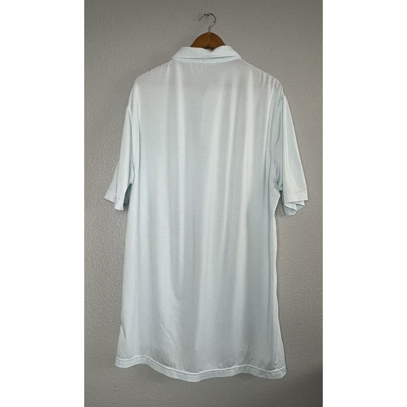Peter Millar Summer Comfort Golf Polo Shirt Men’s White w/ Blue Striped Sz Large - Picture 2 of 7